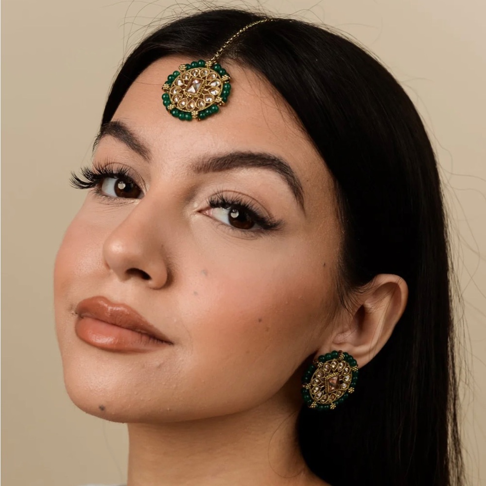 The Saree Room | Emerald Keya Tikka Set